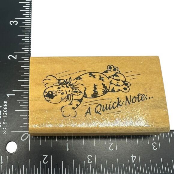 A Quick Note Cat Tiger Wood Mounted Rubber Stamp Anita’s - Picture 5 of 5